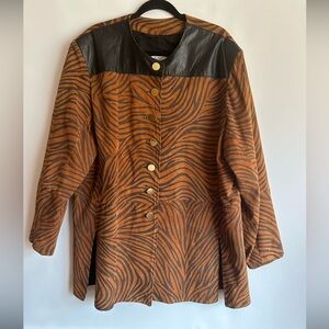 AGGIE GEORGETTE VINTAGE LEATHER & SUEDE ZEBRA PRINT JACKET/COAT WOMAN SIZE 20